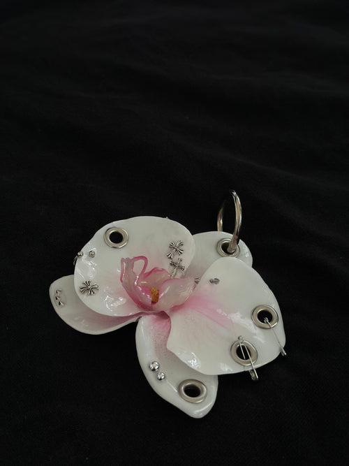 Pink Pierced Orchid with Silver Hardware