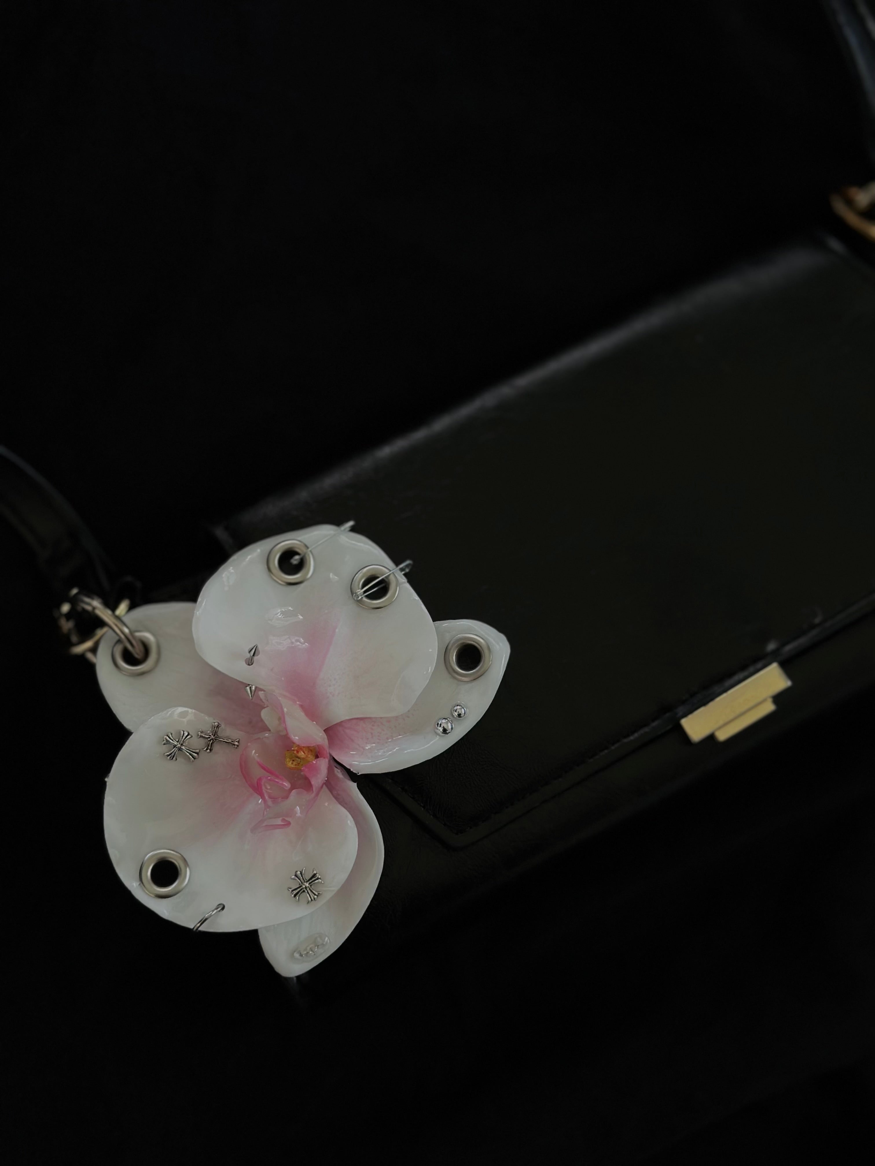 Pink Pierced Orchid with Silver Hardware