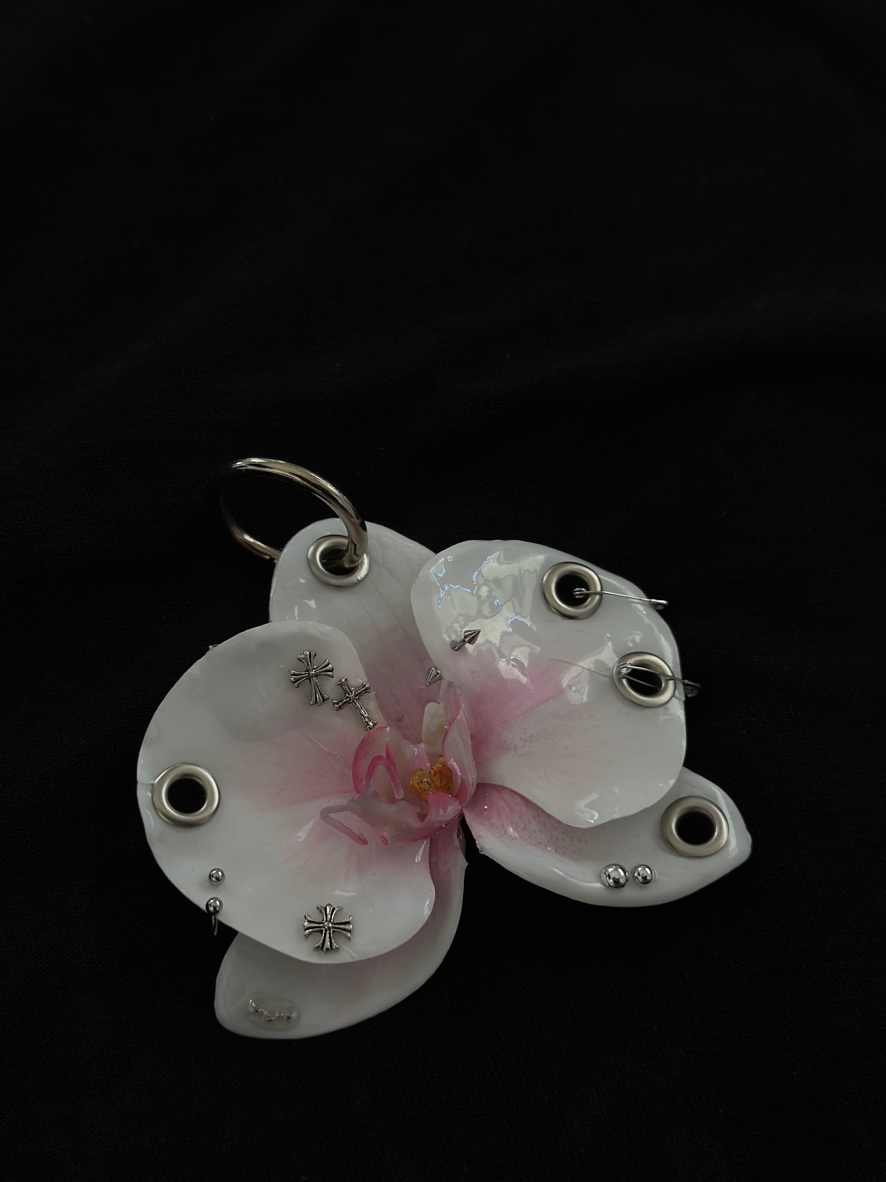Pink Pierced Orchid with Silver Hardware