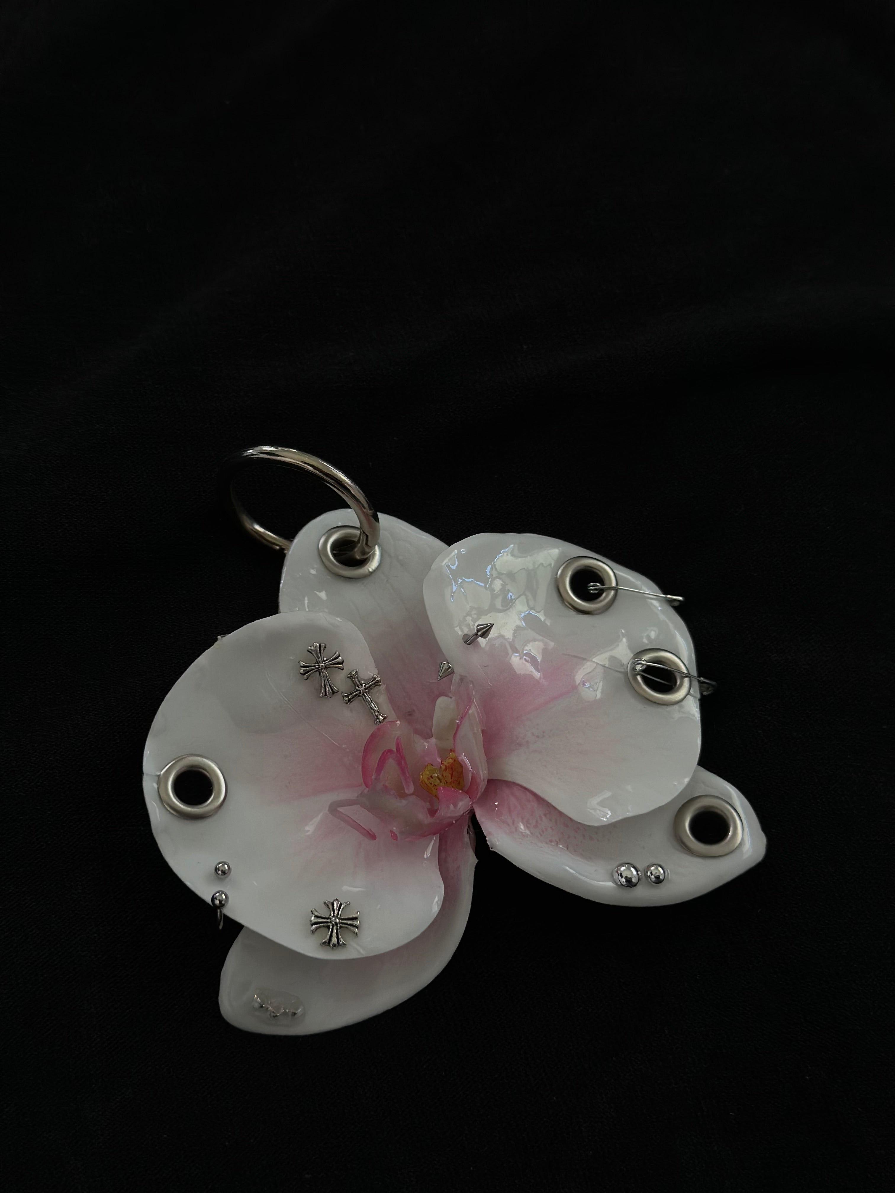 Pink Pierced Orchid with Silver Hardware