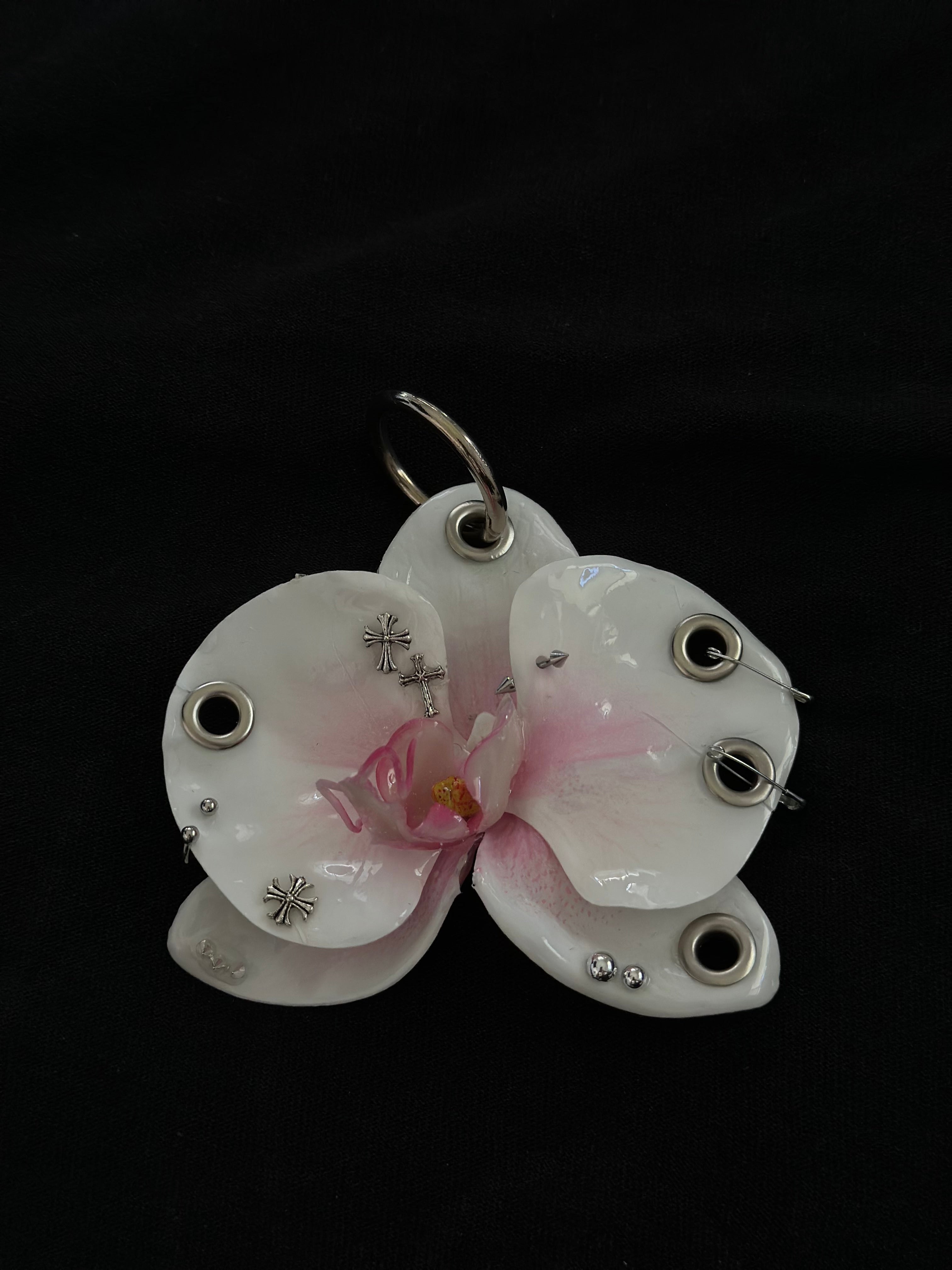 Pink Pierced Orchid with Silver Hardware